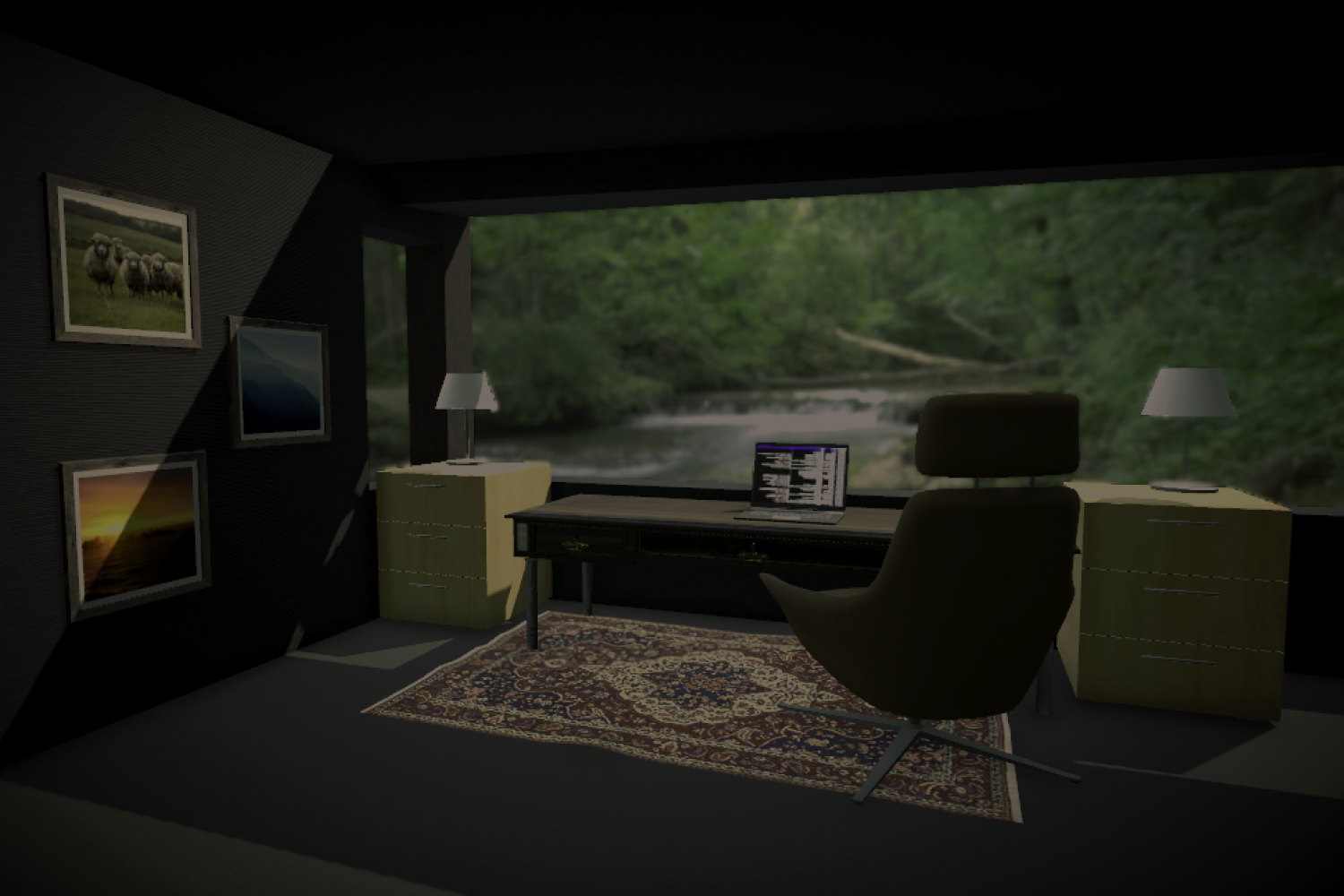 An interior scene in Unity 3D.